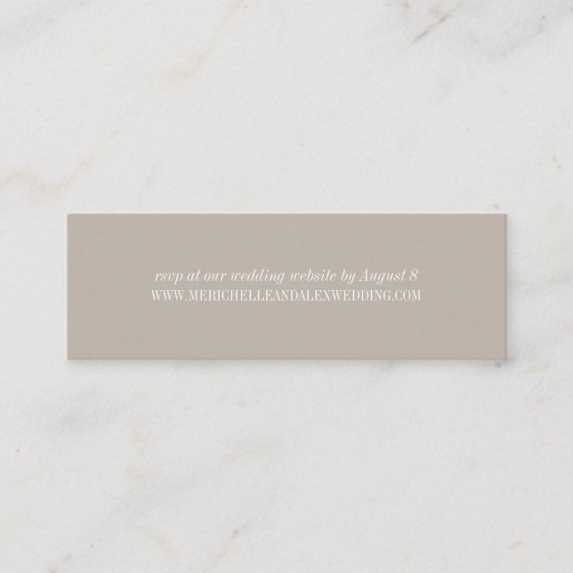 Tarjetas RSVP del sitio web de Sand Beige Boda Min (Anverso)