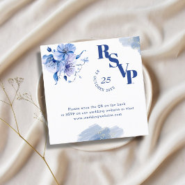 Tarjetas RSVP del sitio web del Boda del oro azul