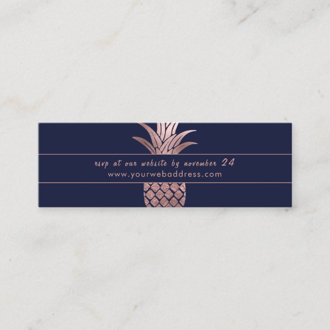 Tarjetas RSVP del sitio web Rosa Boda de piña dora (Anverso)