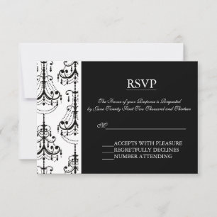 Tarjetas RSVP elegantes con araña blanca y negra