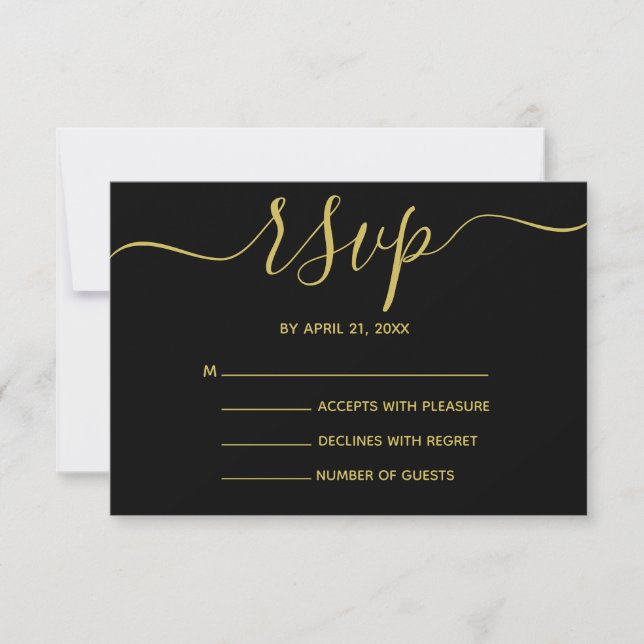 Tarjetas RSVP elegantes con guiones elegantes en n (Anverso)