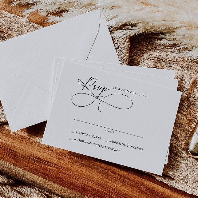 Tarjetas RSVP elegantes simples en blanco y negro (Subido por el creador)