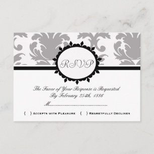 Tarjetas RSVP elegantes y elegantes de Damask Cute