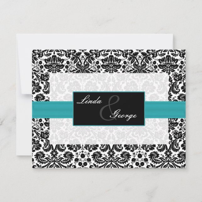 tarjetas rsvp en blanco, negro y blanco (Anverso)