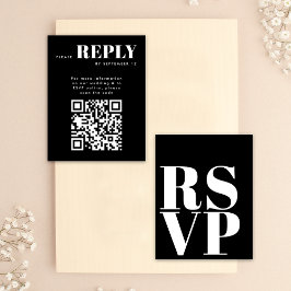 Tarjetas RSVP en blanco negro y elegante para códi