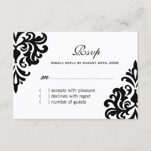 Tarjetas RSVP en blanco y negro
