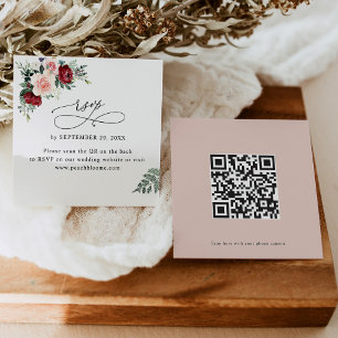 Tarjetas RSVP en línea de Boda floral de código QR
