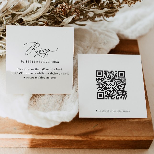 Tarjetas RSVP en línea de Boda moderno de código Q (Subido por el creador)