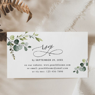 Tarjetas RSVP en línea de Eucalyptus Greenery Boda