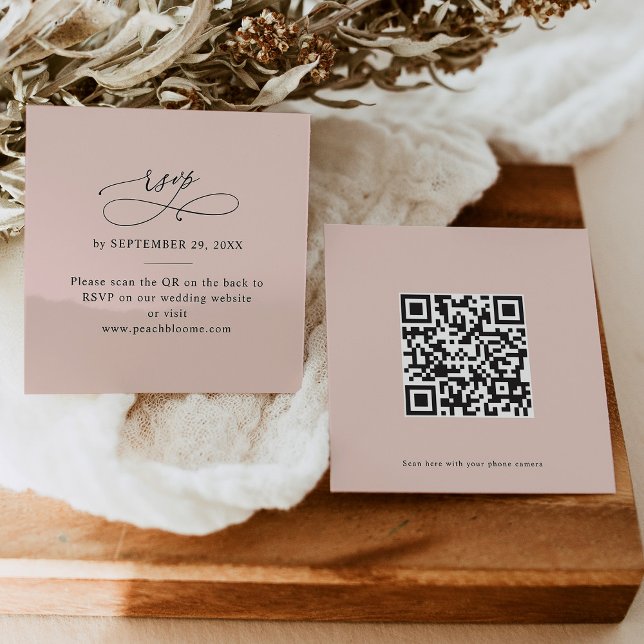 Tarjetas RSVP en línea Rosa Boda rosado con código (Subido por el creador)