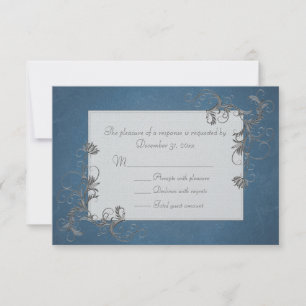 Tarjetas RSVP estiles en azul y plata