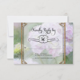 Tarjetas RSVP Estilo Monet Marco dorado Hidrangea
