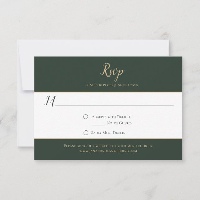 Tarjetas RSVP Evergreen y Gold (Anverso)
