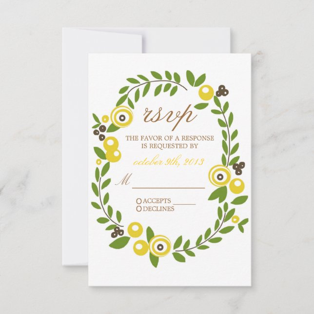 Tarjetas RSVP florales amarillas (Anverso)