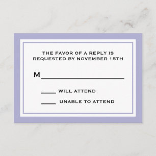 Tarjetas RSVP generales (violeta púrpura / blanca)