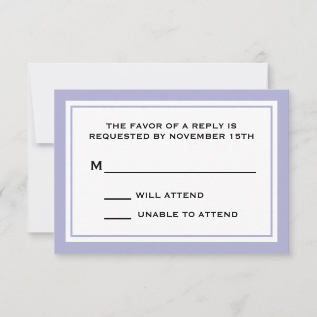Tarjetas RSVP generales (violeta púrpura / blanca) (Anverso)