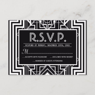 Tarjetas RSVP geométricas de color negro