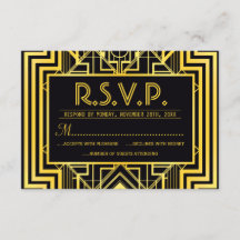 Tarjetas RSVP Geométricas de Oro y Negro