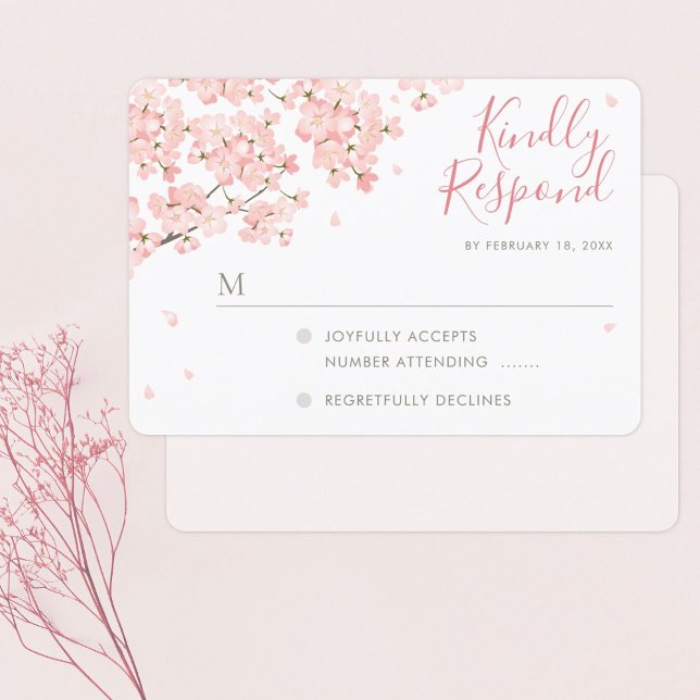 Tarjetas RSVP japonesas con flores de cerezo Sakur (Subido por el creador)