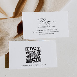Tarjetas RSVP mínimas de código QR para Bodas blan