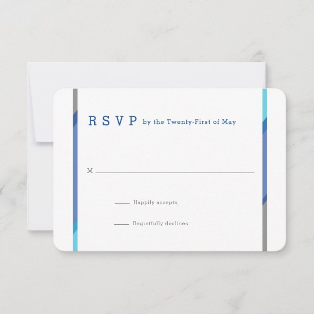Tarjetas RSVP Mitzvah Bar moderno | Azul + Verde a (Anverso)