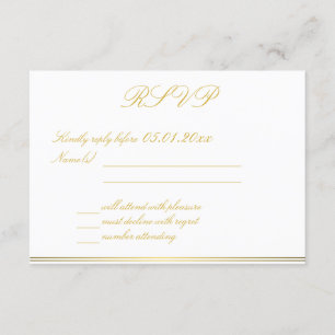 Tarjetas RSVP Monogramed Black Gold Elegant Wedant