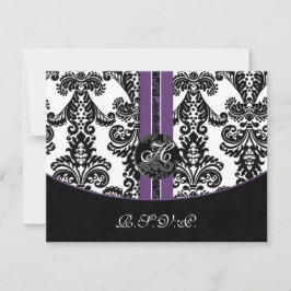 tarjetas rsvp monogramo damask púrpura