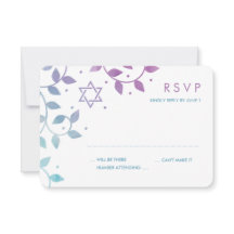 Tarjetas RSVP Morado Moderno + Bat Verde azulado M