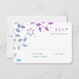 Tarjetas RSVP Morado Moderno + Bat Verde azulado M