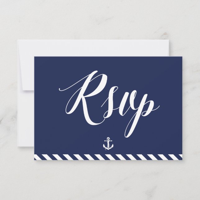 Tarjetas RSVP Náuticas Para Boda Con Rayas (Anverso)