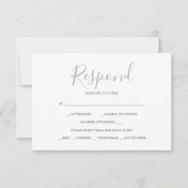 Tarjetas RSVP Para Boda Sage Green