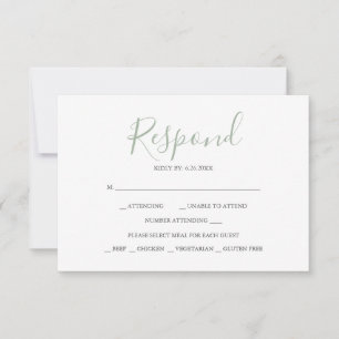 Tarjetas RSVP Para Boda Sage Green