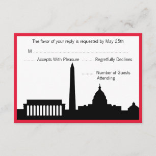 Tarjetas RSVP para bodas de línea aérea DC - Rojo
