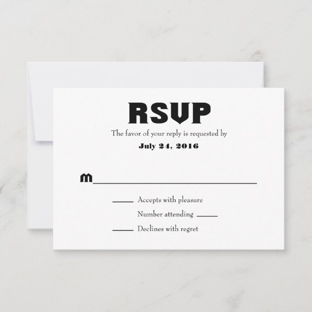Tarjetas RSVP para bodas simples (Anverso)