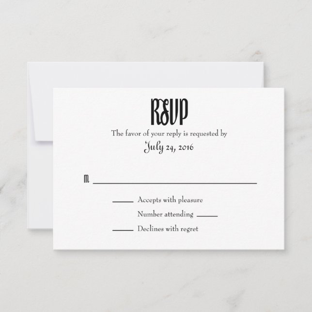 Tarjetas RSVP para bodas simples (Anverso)