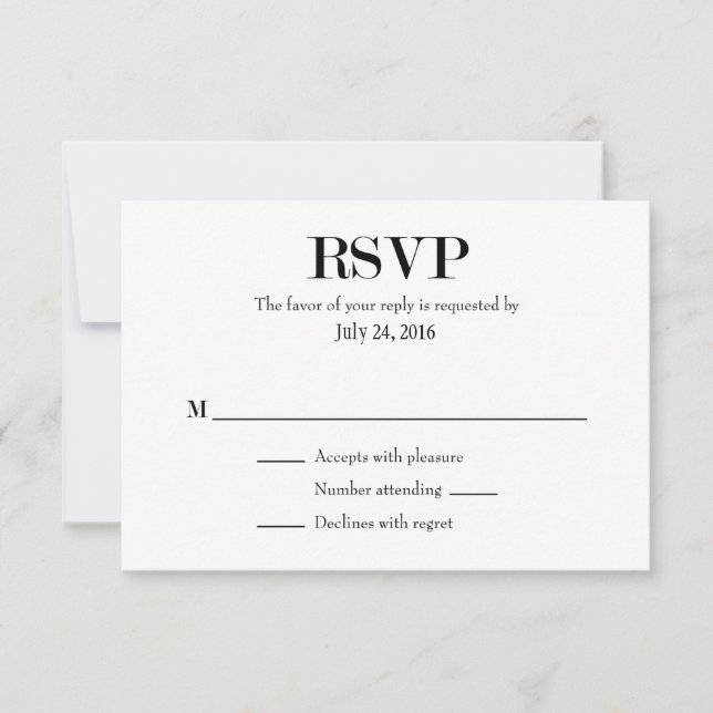 Tarjetas RSVP para bodas simples (Anverso)