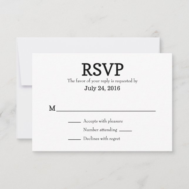 Tarjetas RSVP para bodas simples (Anverso)