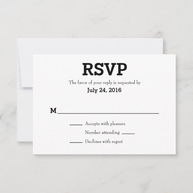 Tarjetas RSVP para bodas simples (Anverso)