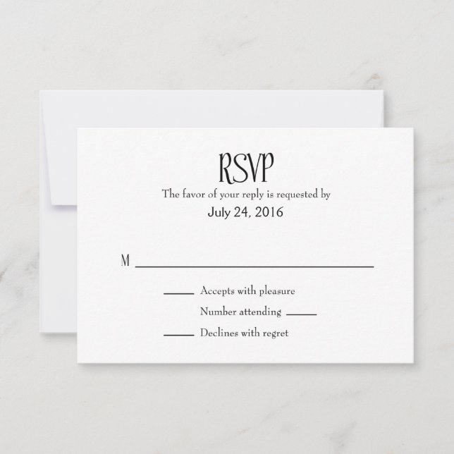 Tarjetas RSVP para bodas simples (Anverso)