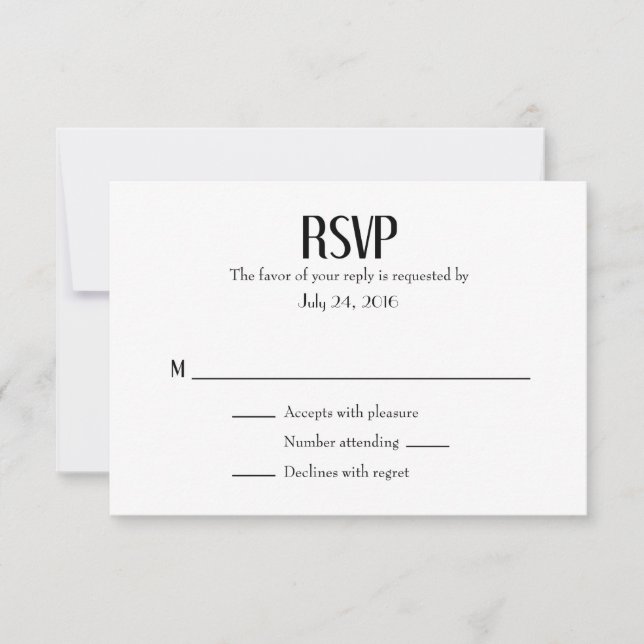 Tarjetas RSVP para bodas simples (Anverso)