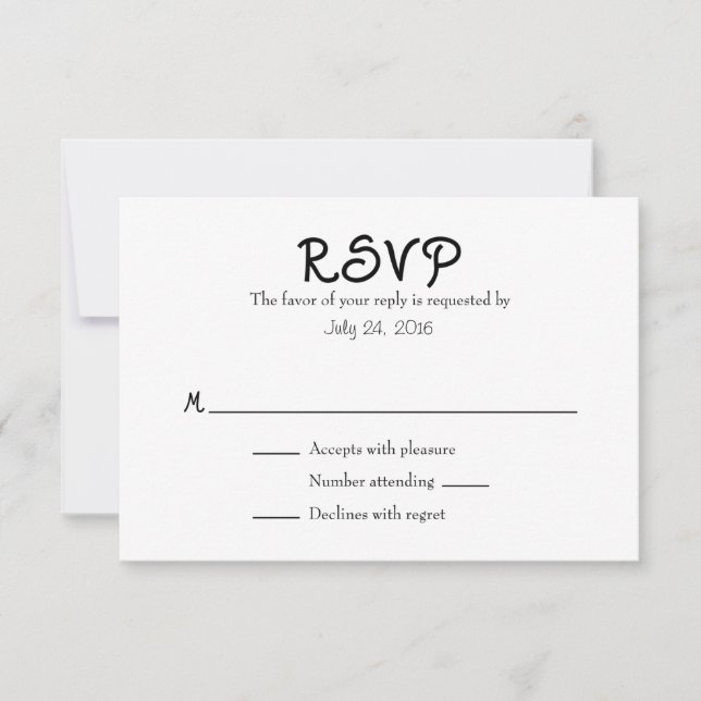 Tarjetas RSVP para bodas simples (Anverso)