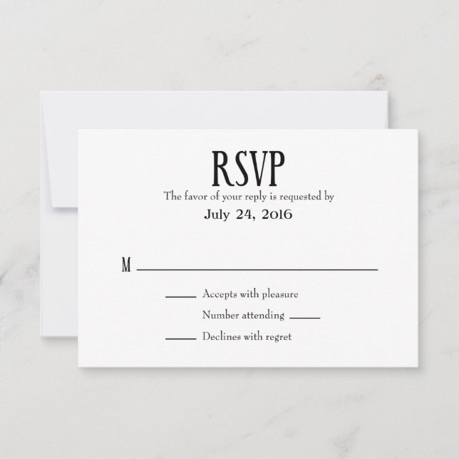 Tarjetas RSVP para bodas simples (Anverso)