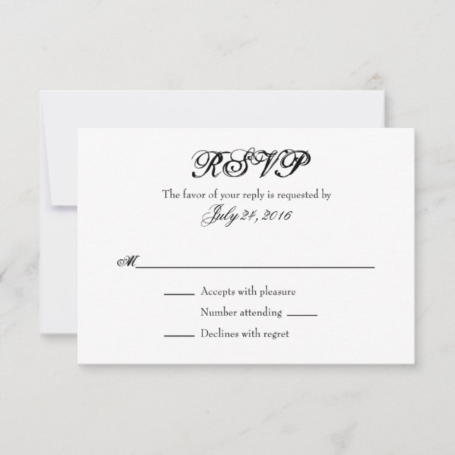Tarjetas RSVP para bodas simples (Anverso)