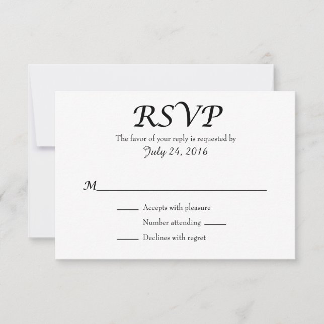 Tarjetas RSVP para bodas simples (Anverso)