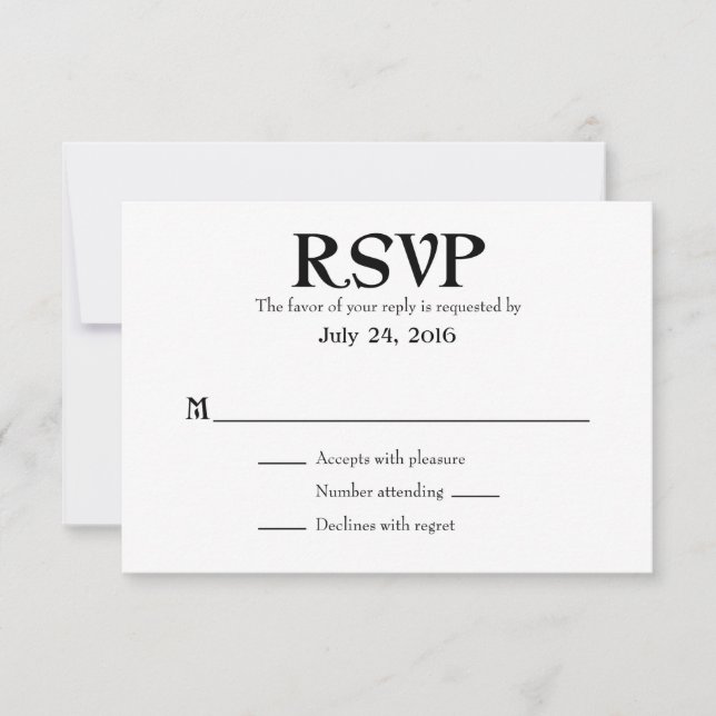 Tarjetas RSVP para bodas simples (Anverso)
