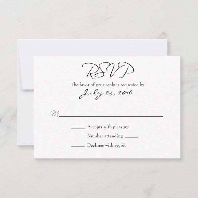Tarjetas RSVP para bodas simples (Anverso)