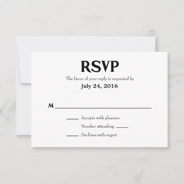 Tarjetas RSVP para bodas simples (Anverso)