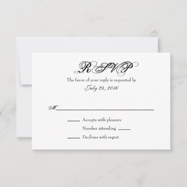 Tarjetas RSVP para bodas simples (Anverso)