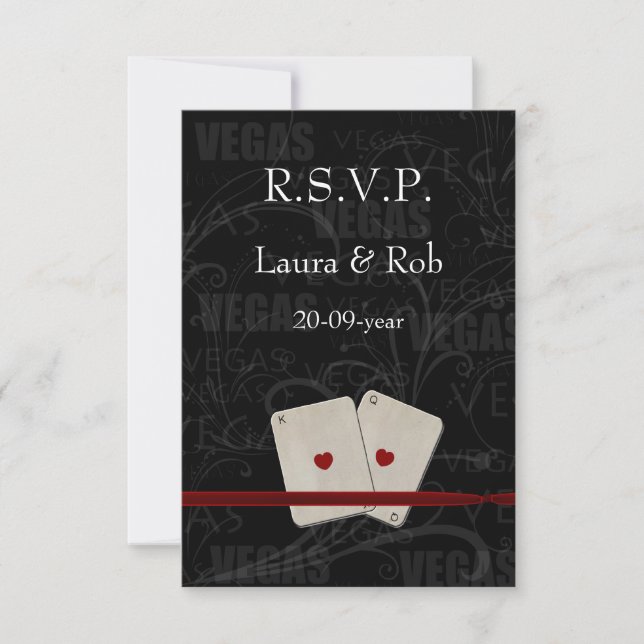 Tarjetas rsvp para bodas Vegas estándar 3.5 x 5 (Anverso)