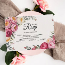 Tarjetas RSVP para Bouquet Floral Rosa